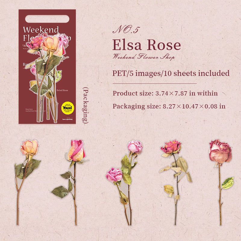 Roses PET sticker large size -10Pcs each pack