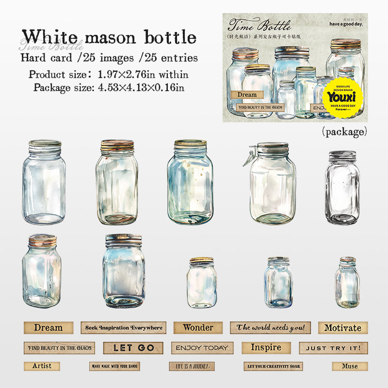 0416 Time bottle Series cardstock Sticker -25Pcs each pack