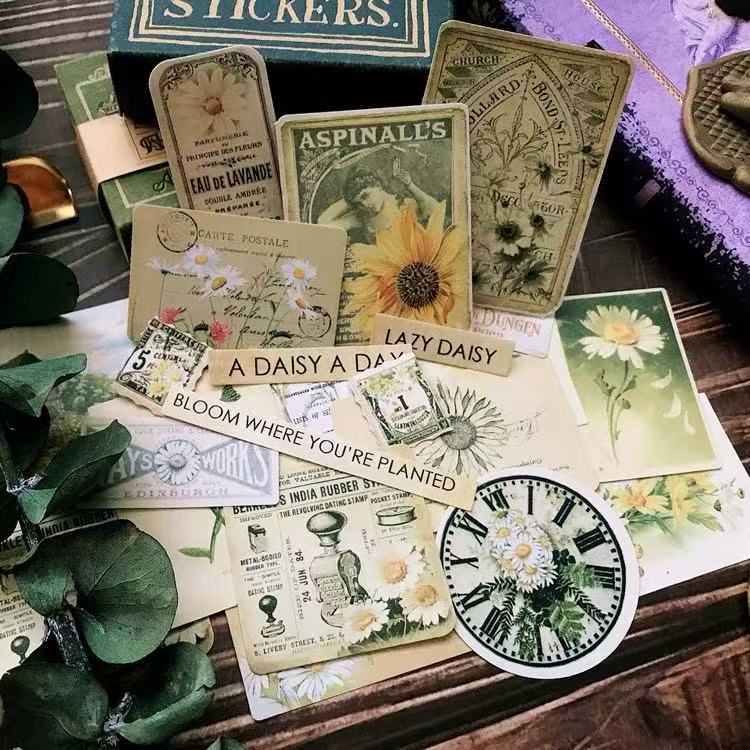 Vintage Daisy Solid Stickers -23Pcs each pack