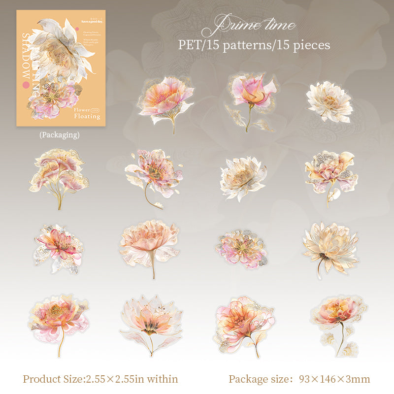Flowers PET Sticker -25Pcs each pack