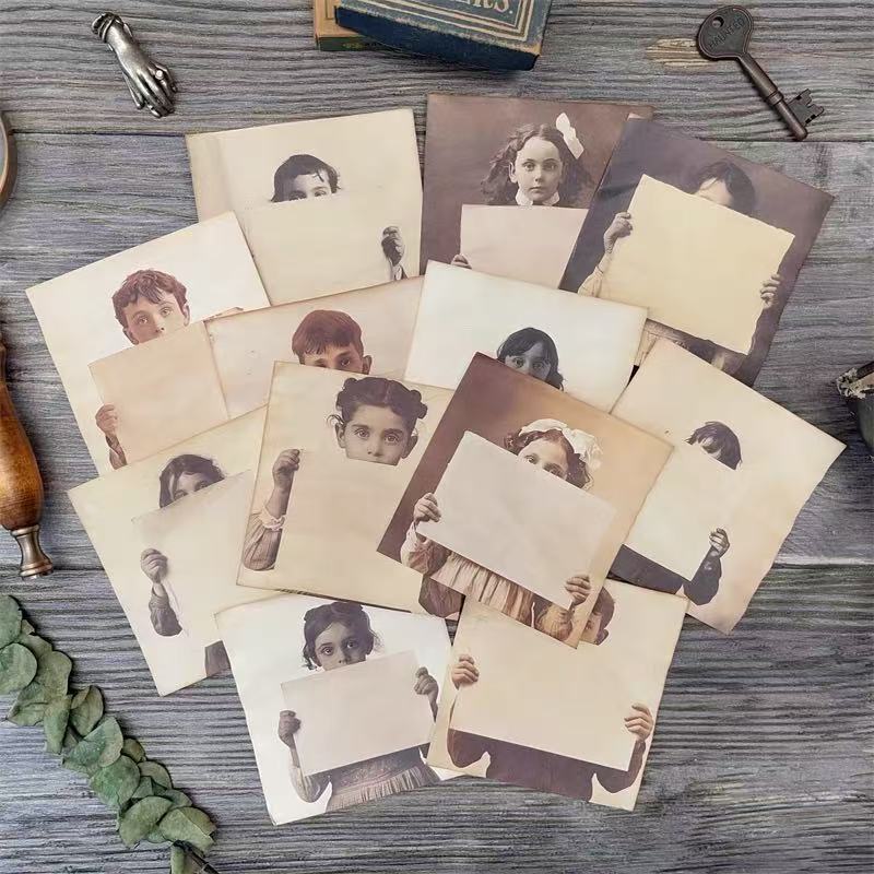 Vintage Old European and American Photos Hand-Dyed Paper -12Pcs each pack