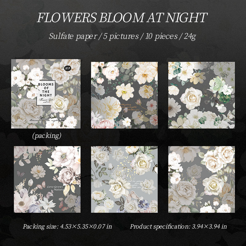 Flowers in the Night Paper Stickers -10Pcs each pack