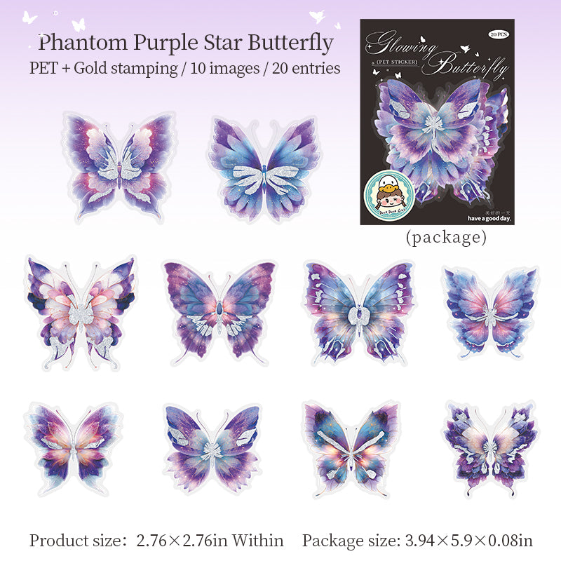 Butterfly PET Sticker -20Pcs each pack