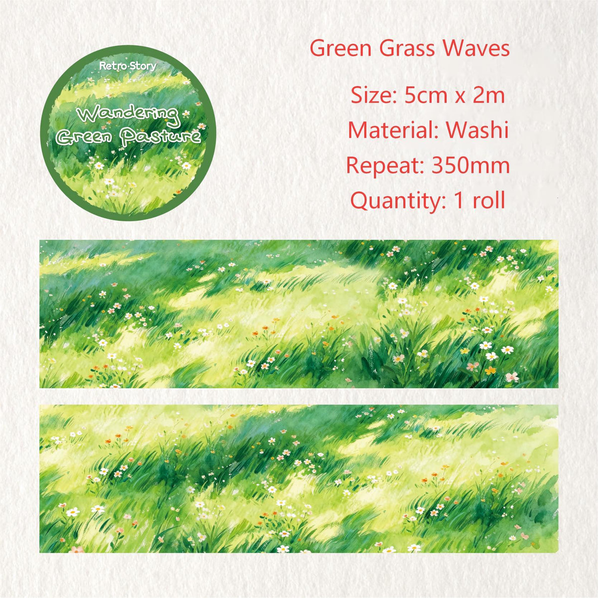 Wandering Green Pasture Washi tape – view 8
