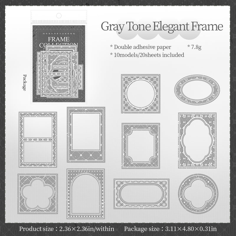 Frame collection die cut Solid Sticker -20Pcs each pack
