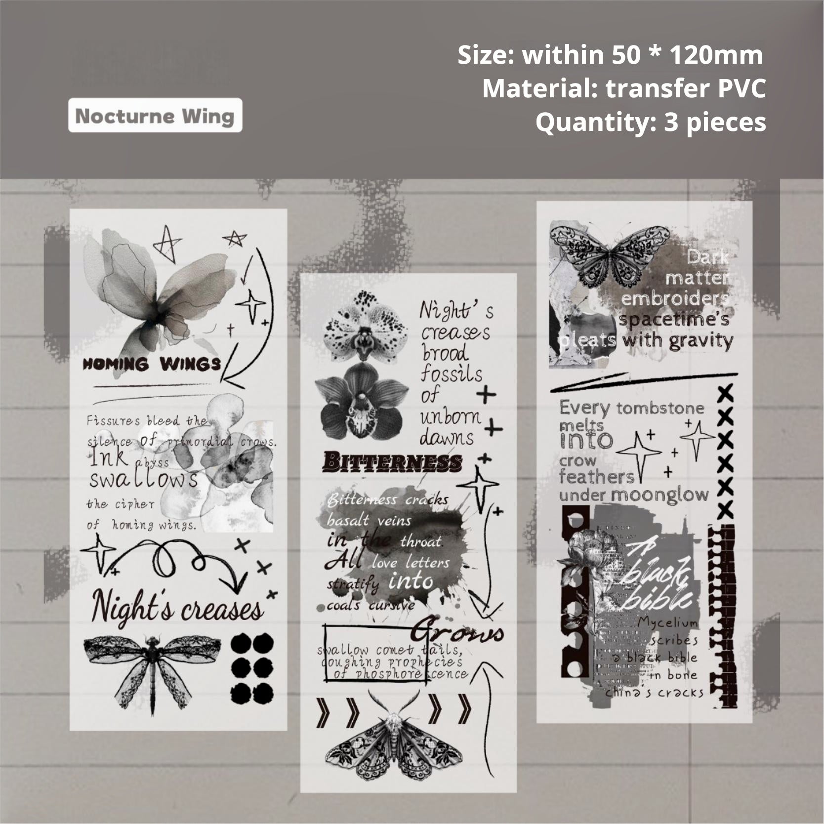 0522 Writing and ink transfer Sticker -3Pcs each pack