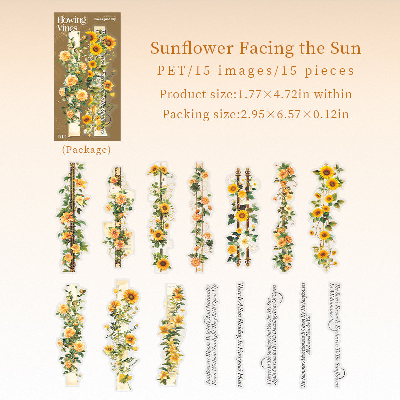 Flowering Vines PET sticker -15Pcs each pack