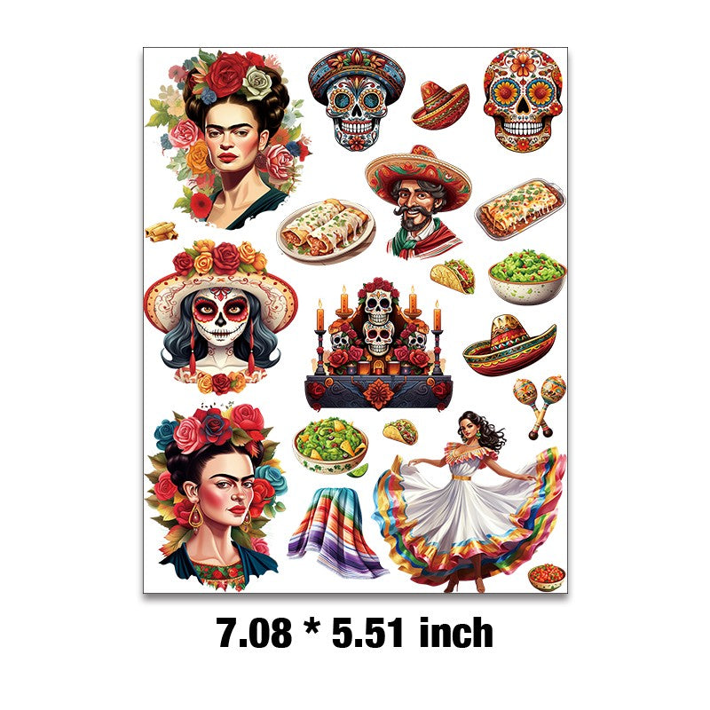 E-106- Mexican style collection Embossed sticker 1 Pcs