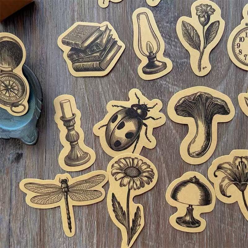 Beetle and mushroom stickers