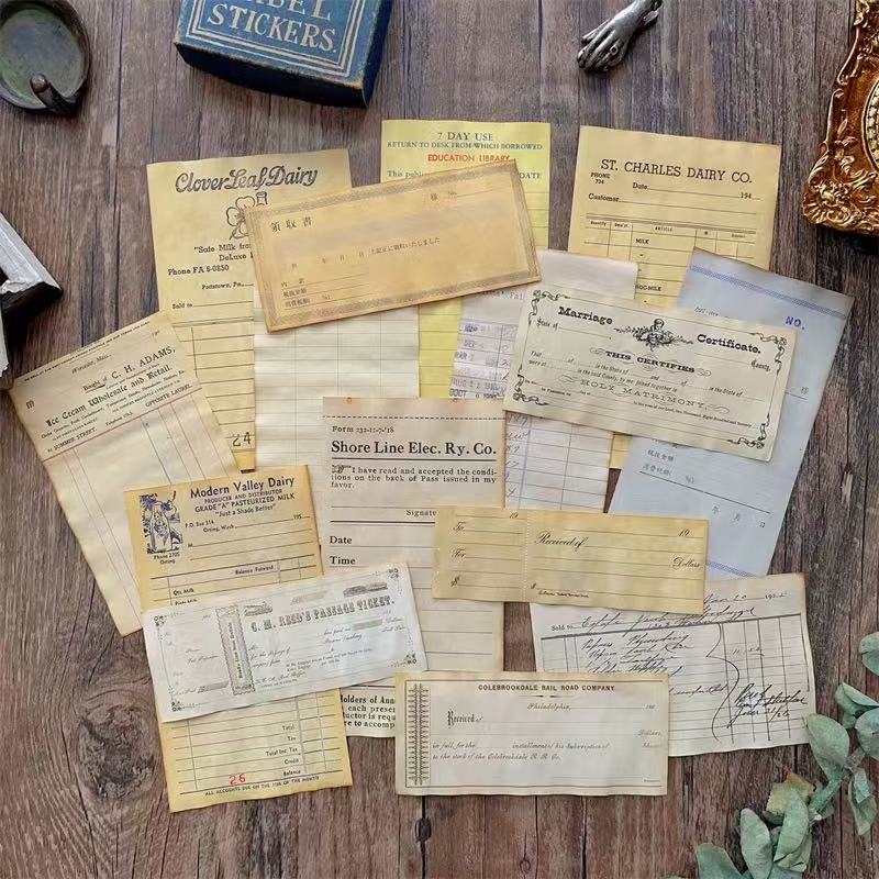 Vintage Receipts Hand-Dyed Paper -13Pcs each pack