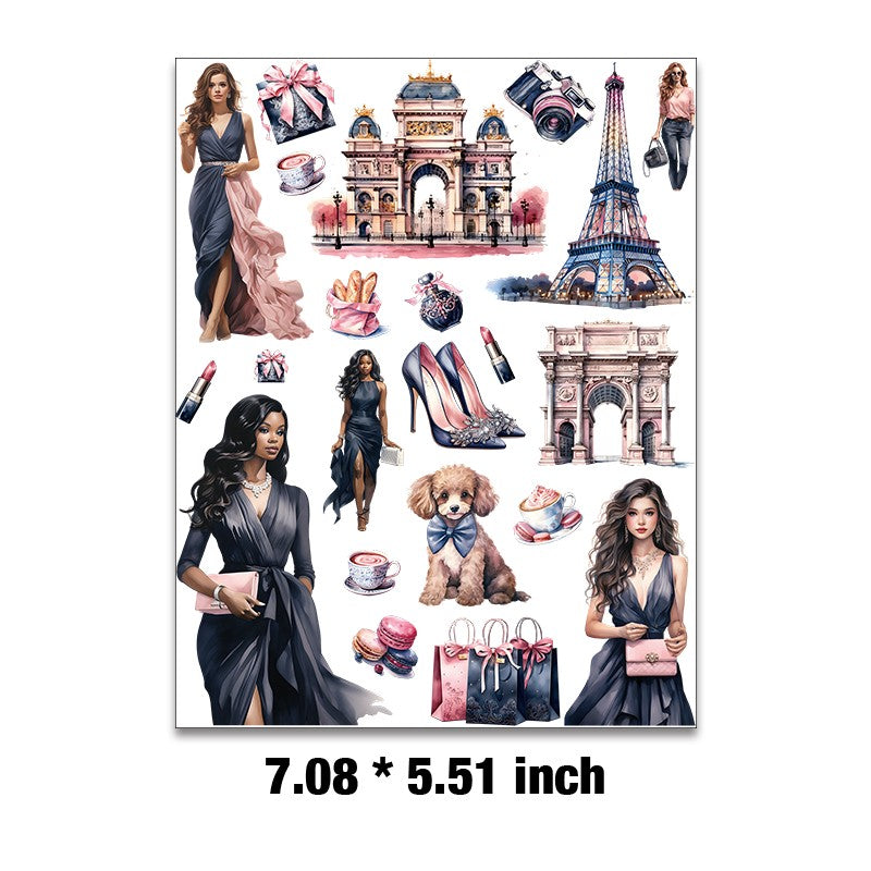 E-107- Paris style collection Embossed sticker 1 Pcs