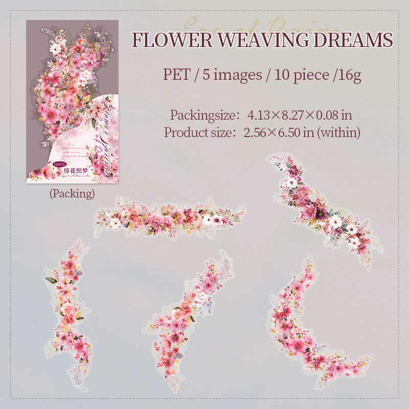 Flowers PET Sticker -20Pcs each pack