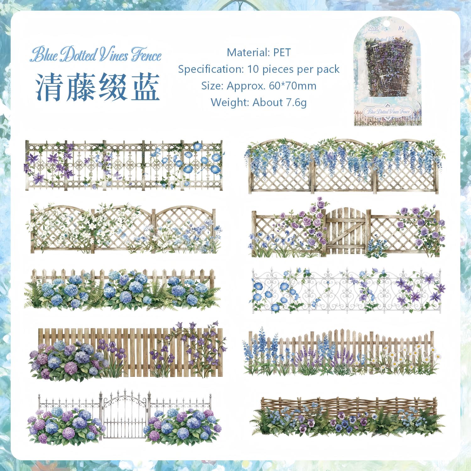 Whispering Flower Hedge PET Stickers -10Pcs each pack