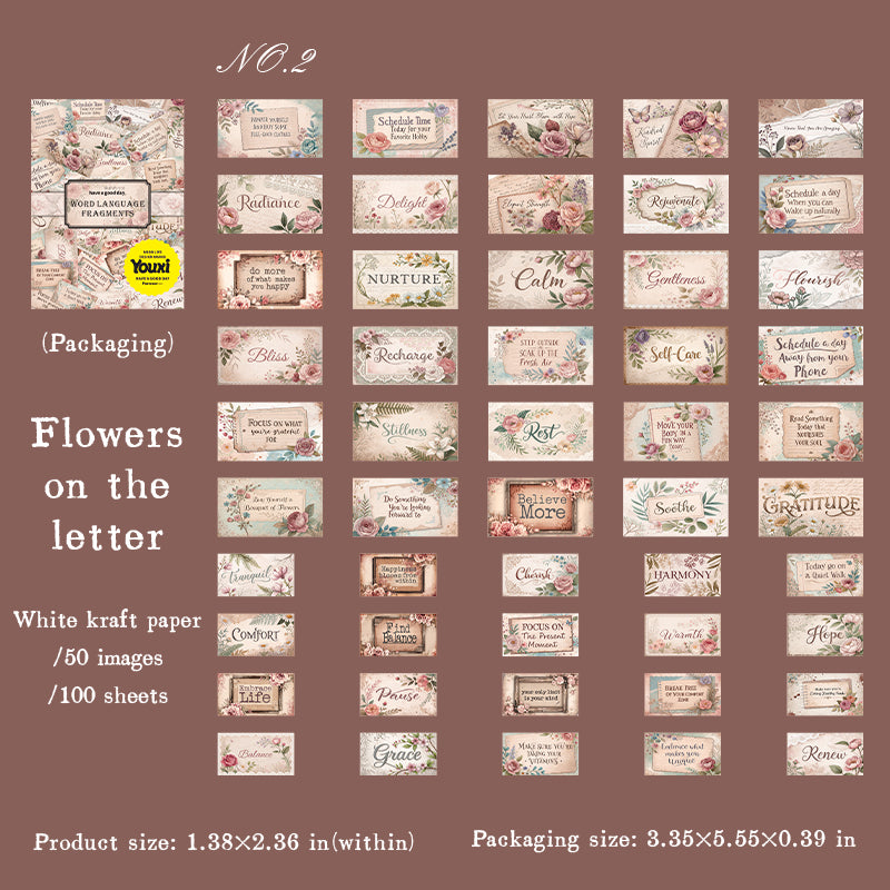 0812 Vintage text label Solid Sticker -100Pcs each pack