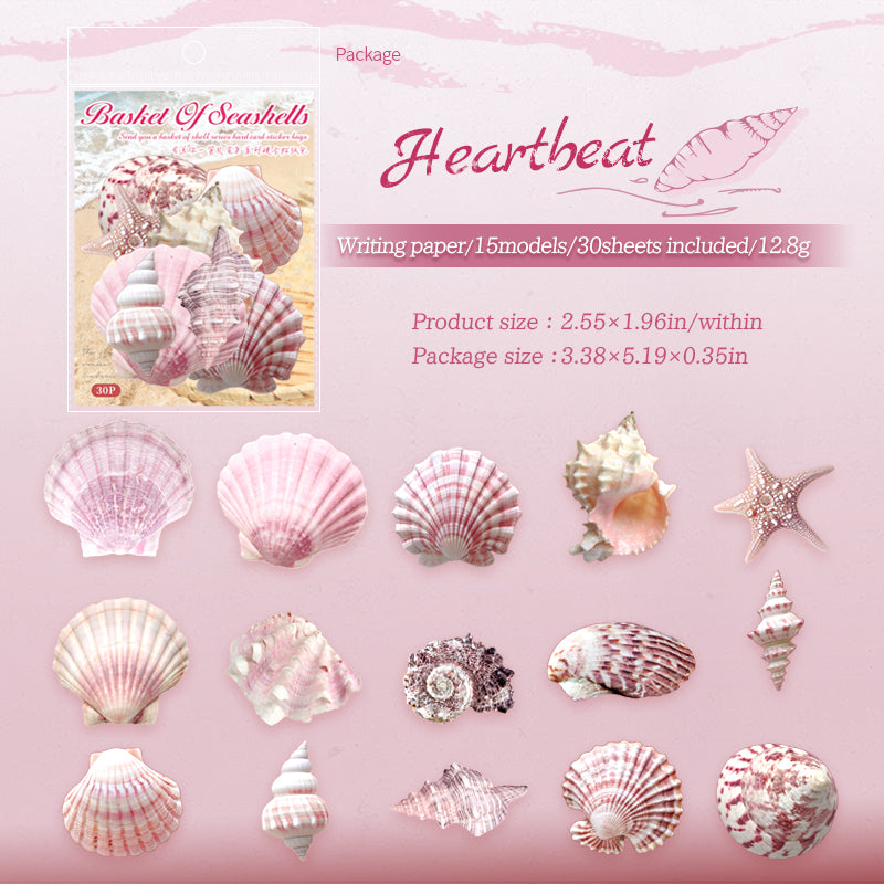 Shell cardstock sticker -30Pcs each pack