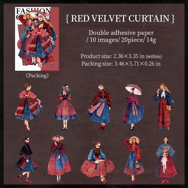 Vintage fashion girls Sticker -20Pcs each pack