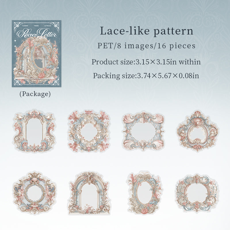 Rococo Letter PET Stickers -16Pcs each pack