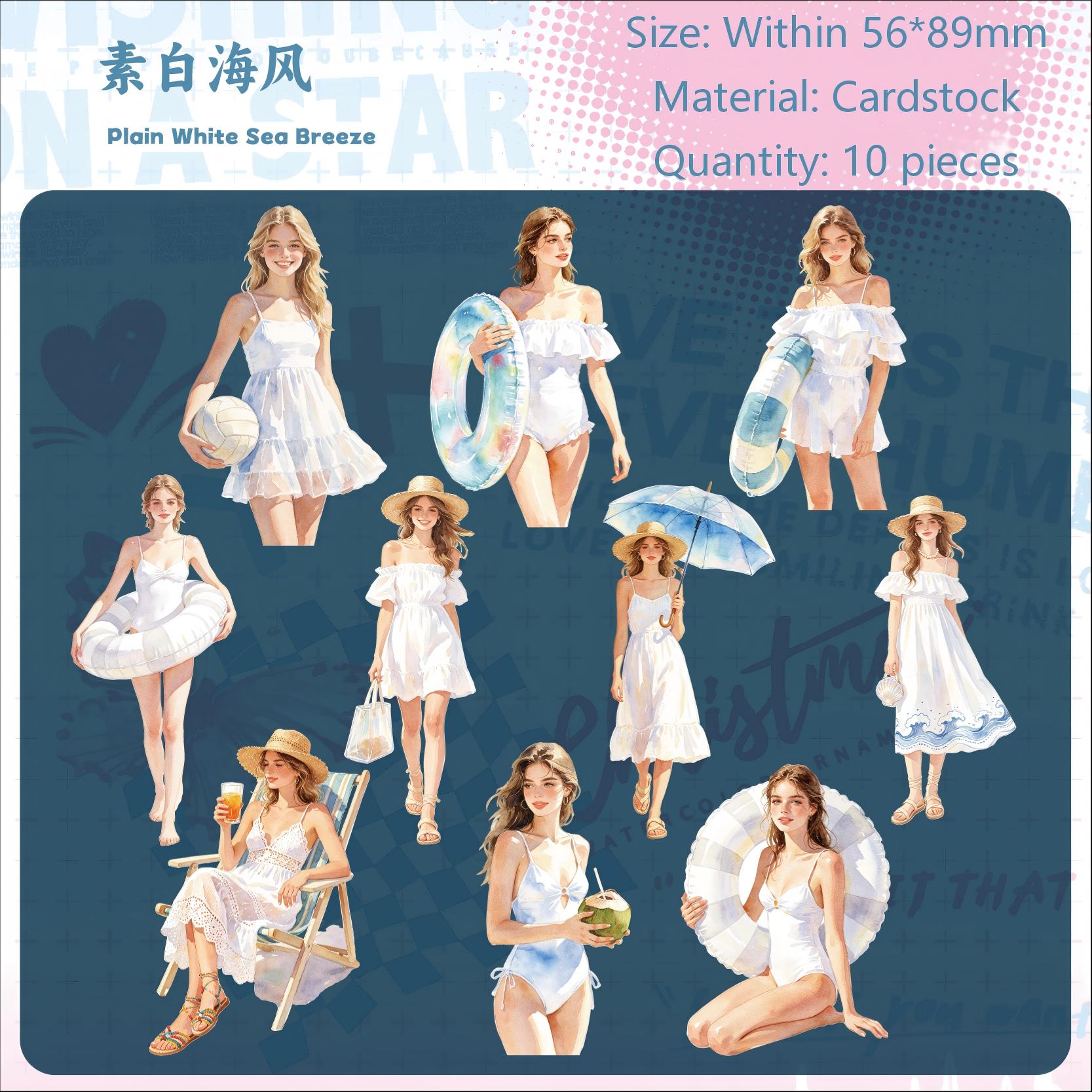Summer Girl Cardstock Stickers -10Pcs each pack