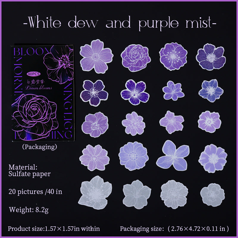 1027 Flowers vellum paper sticker -40Pcs each pack