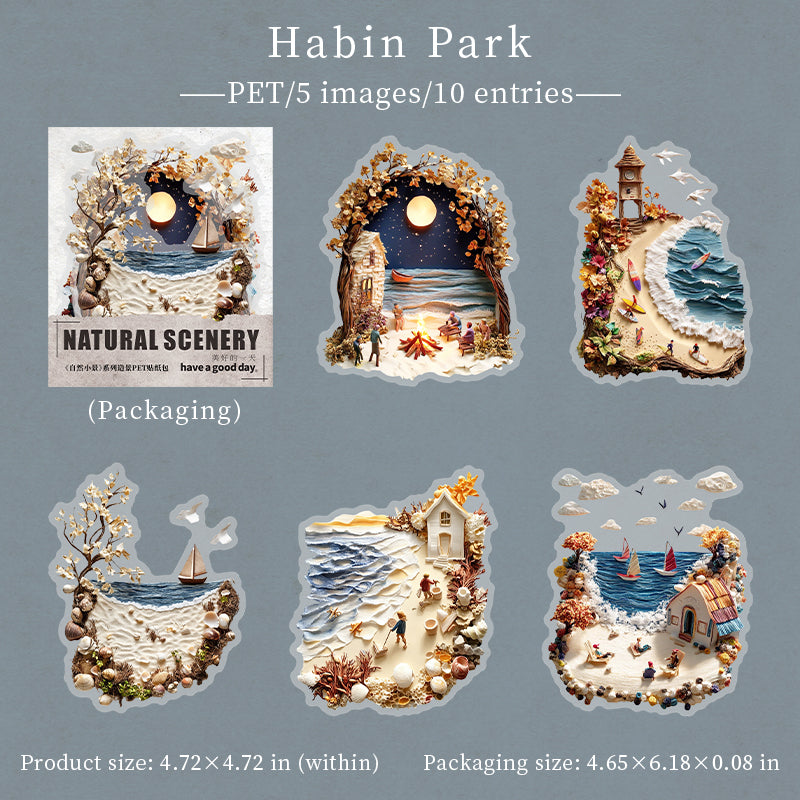Natural Scenery PET Stickers -10Pcs each pack