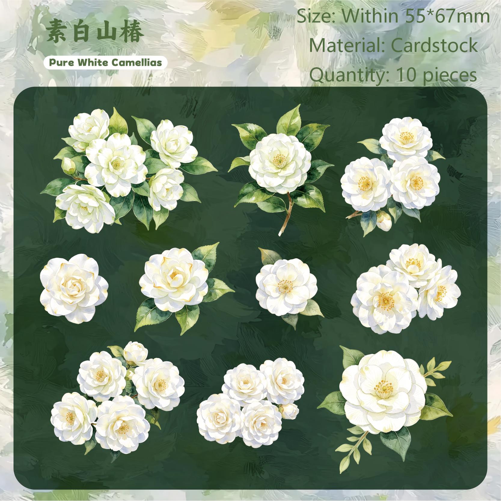 Soft Floral Cardstock Stickers -10Pcs each pack