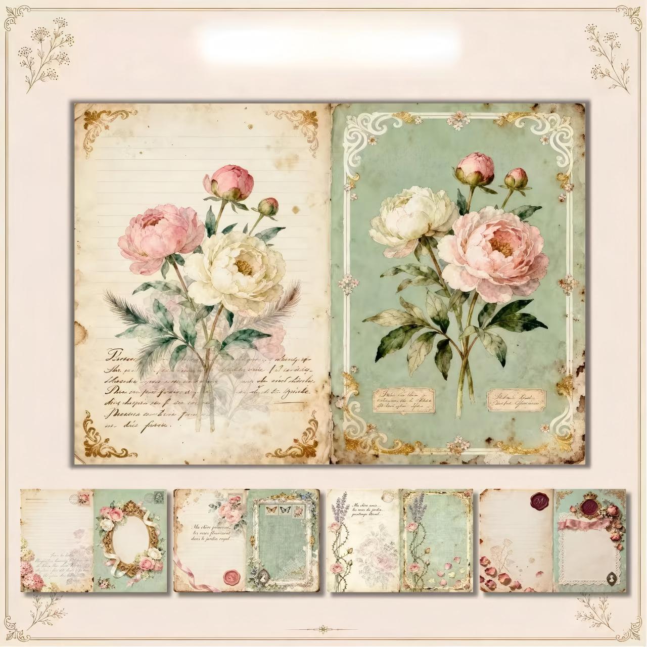 A4 size French Rose Style paper 10 pcs