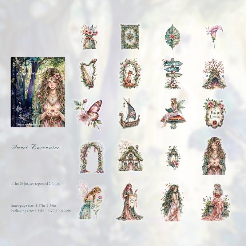 Vintage elf PET sticker -40Pcs each pack