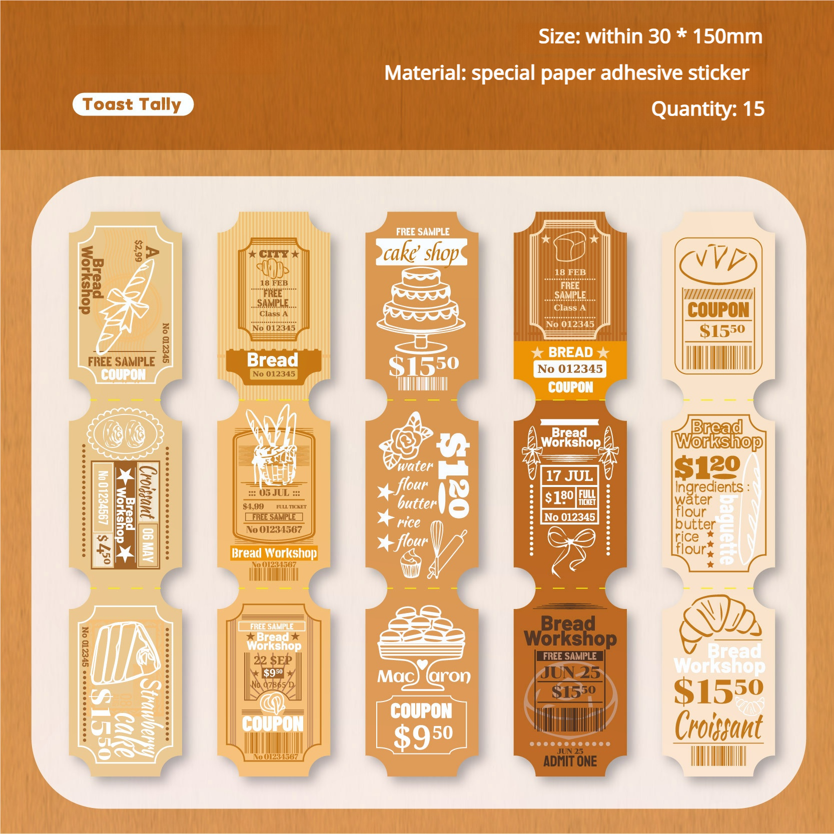 Ticket Sticker -15Pcs each pack