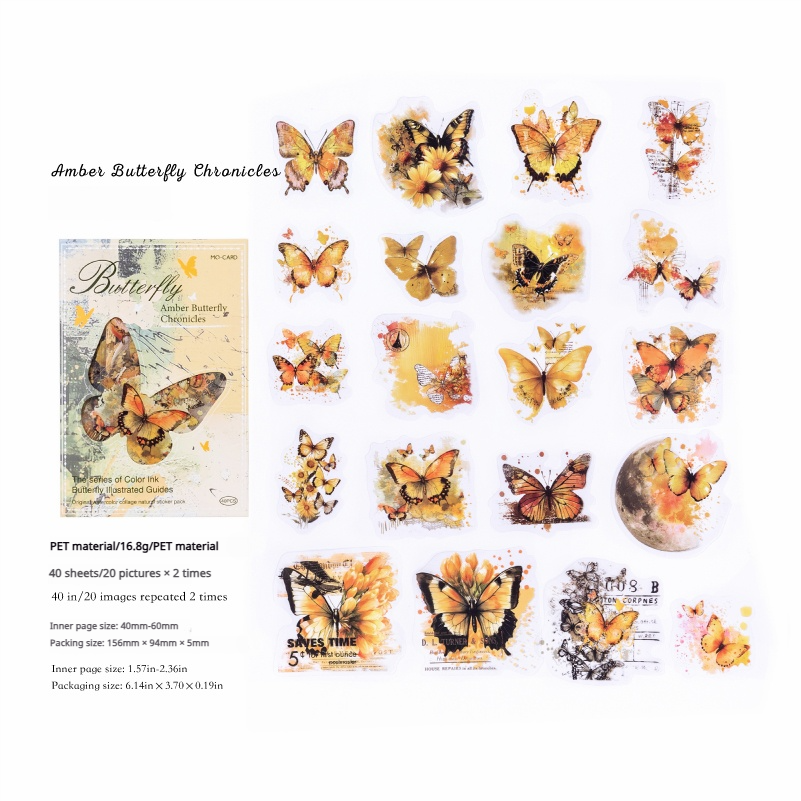 Butterfly PET sticker -40Pcs each pack