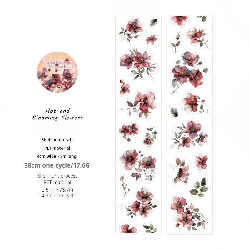 Flowers PET tape *pre-cut -4cm*2M