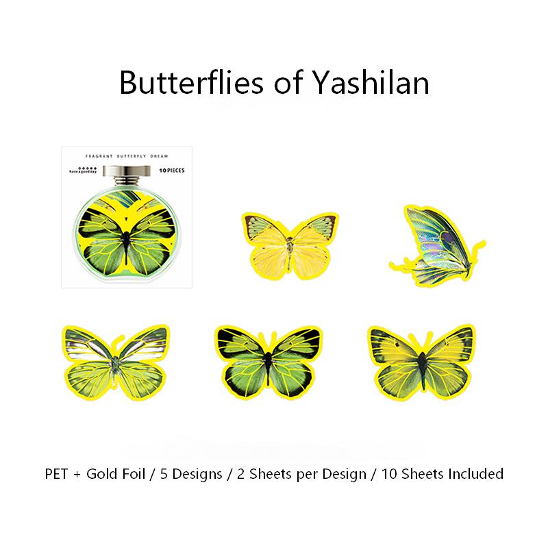 Scented Butterfly Dream PET Stickers -10Pcs each pack