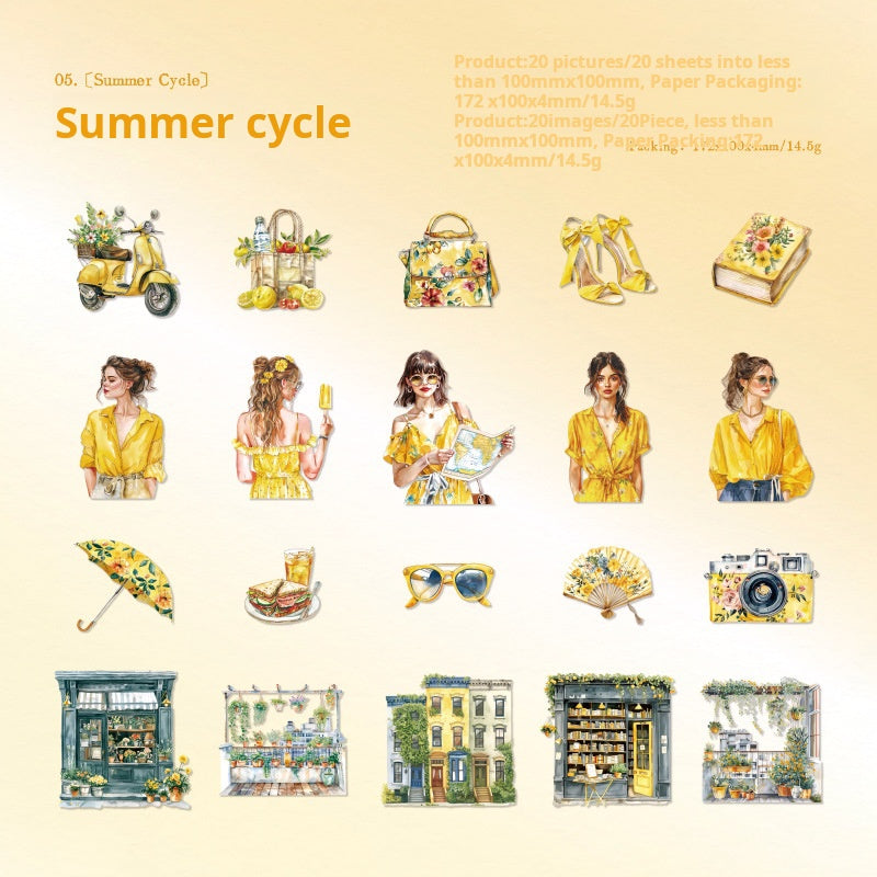 Summer cardstock sticker -20Pcs each pack