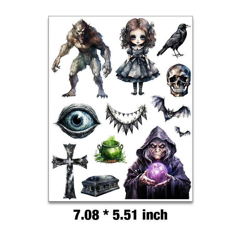 E-10- Spooky collection Embossed sticker 1 Pcs