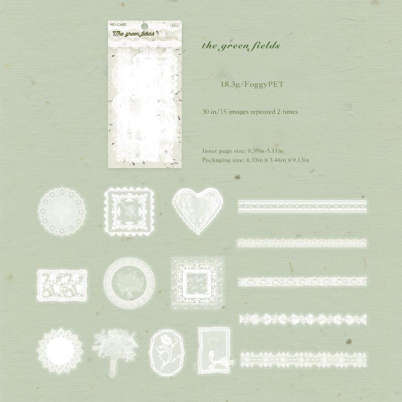 Lace PET Sticker -30Pcs each pack