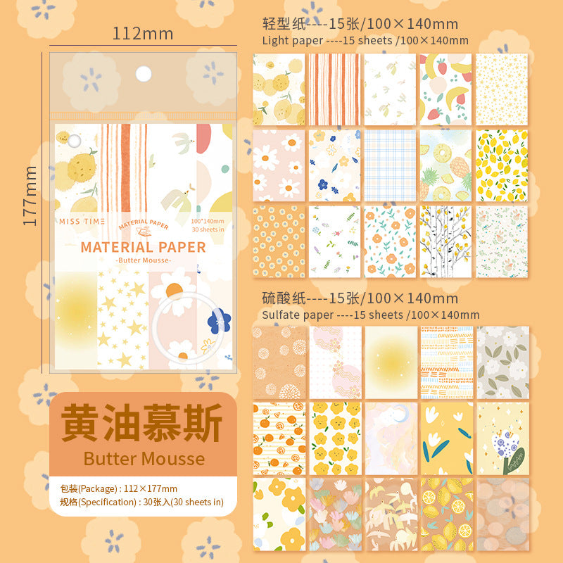 0510 Cream Letter Series Material Paper -30Pcs each pack
