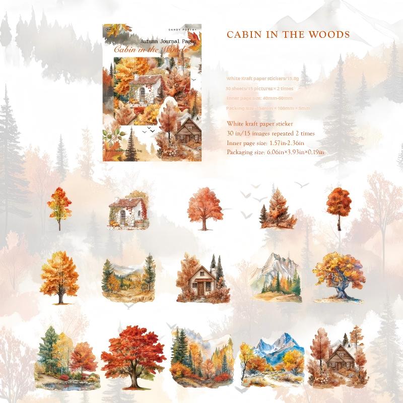 Autumn forest cardstock sticker -30Pcs each pack