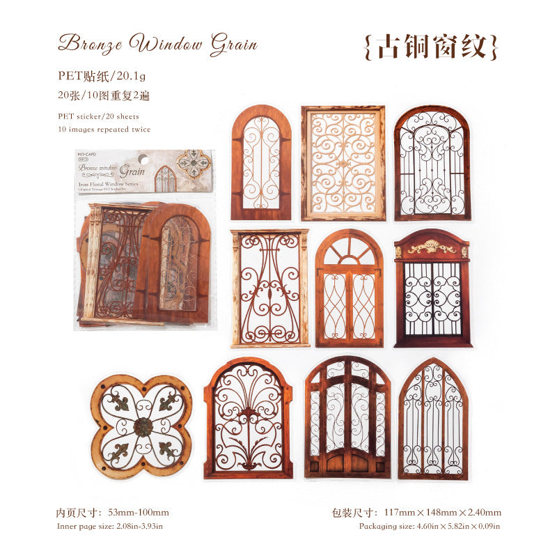 Iron Flower Window PET Stickers -20Pcs each pack