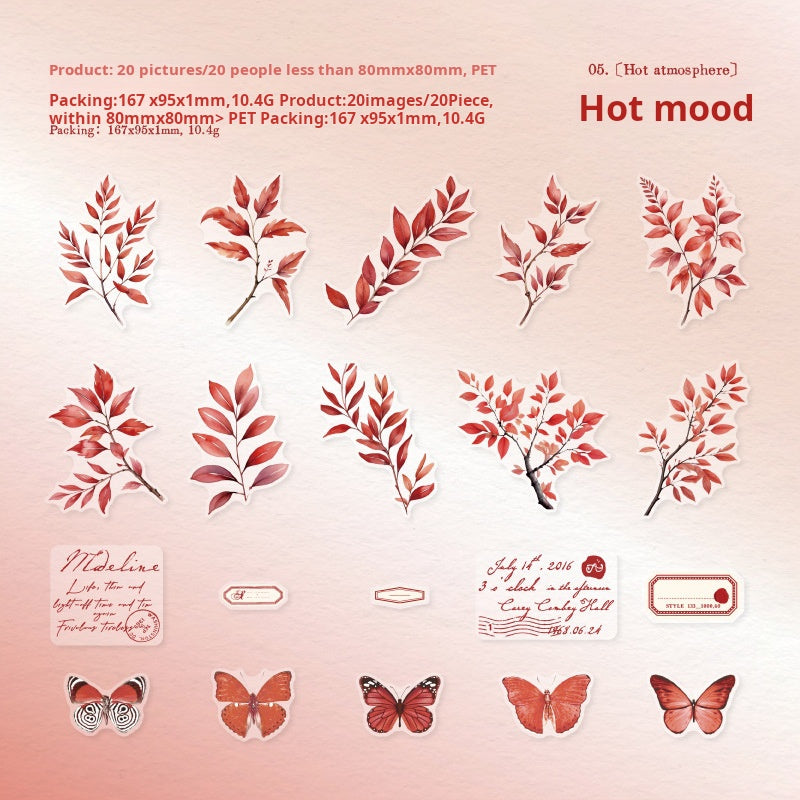 Branches and butterflies PET Sticker -20Pcs each pack