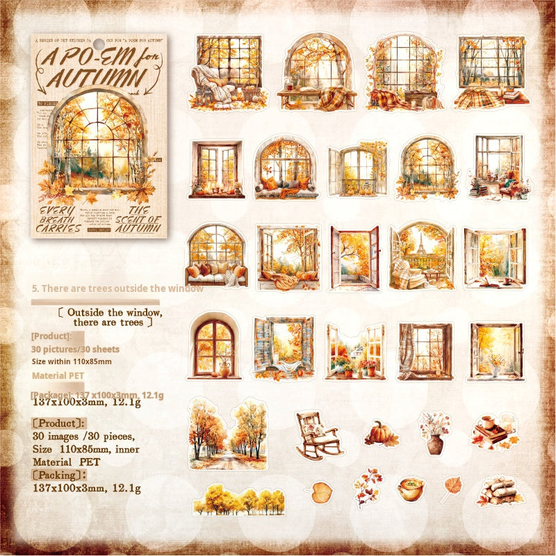 Autumn PET sticker -30Pcs each pack