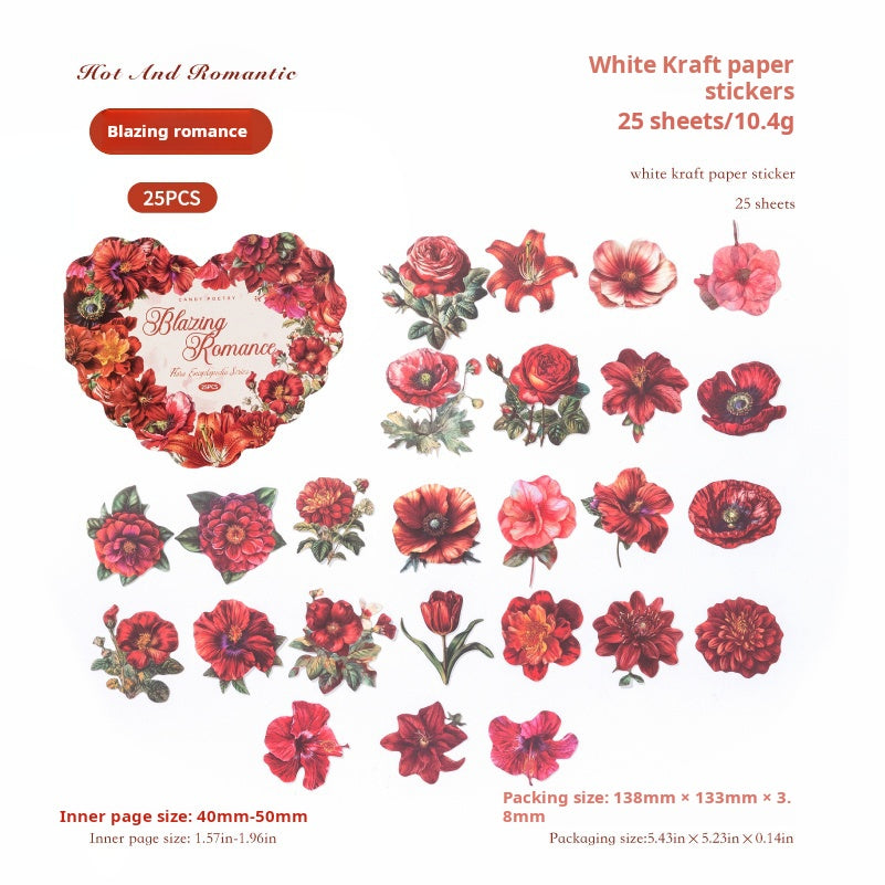 Flower cardstock sticker -25Pcs each pack