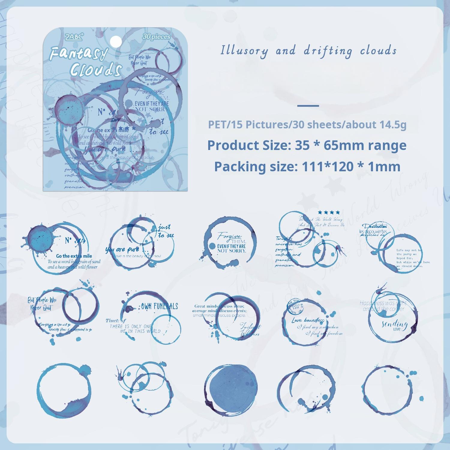 Colorful round frame PET Sticker -30Pcs each pack