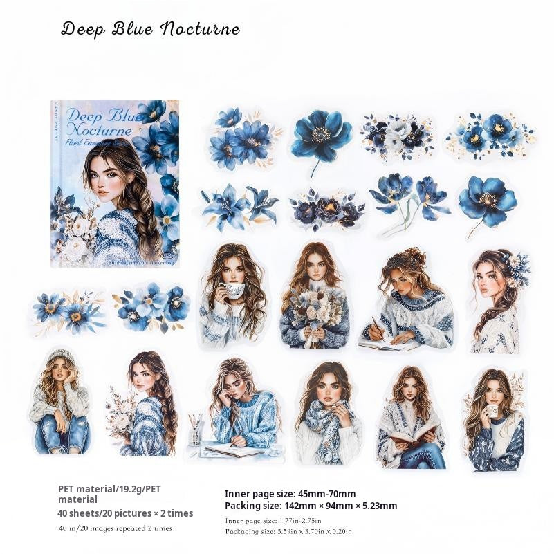 Flower and girl PET sticker -40Pcs each pack
