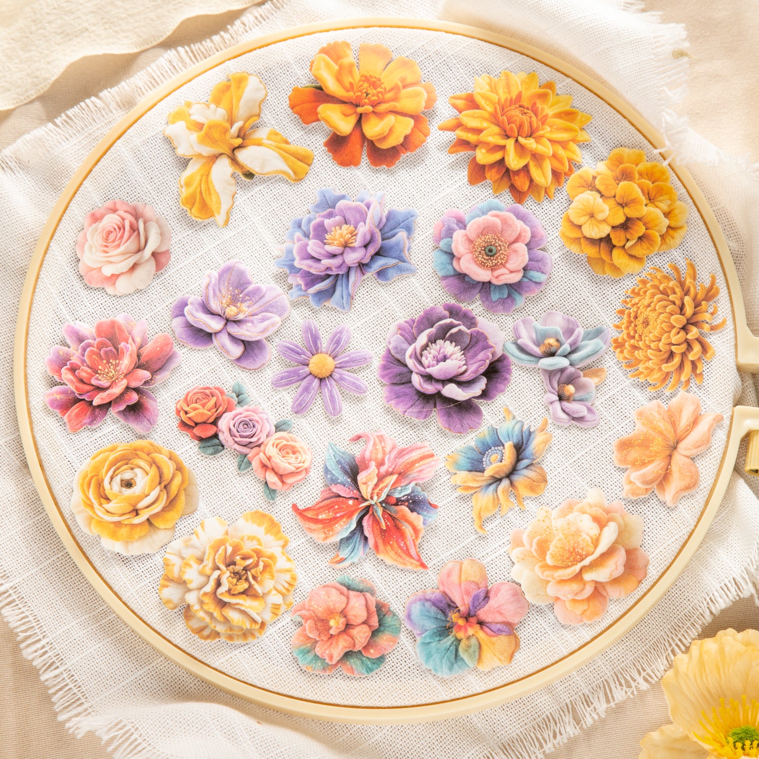 Velvet Flower solid Stickers -30Pcs each pack