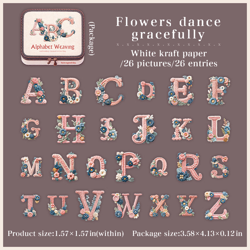 Alphabet Weaving Solid sticker -26Pcs each pack