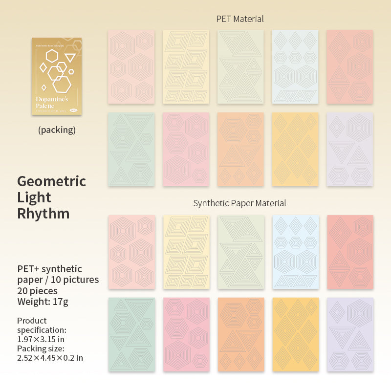 Dopamine's Palette pre-cut Solid & PET Sticker -20Pcs each pack