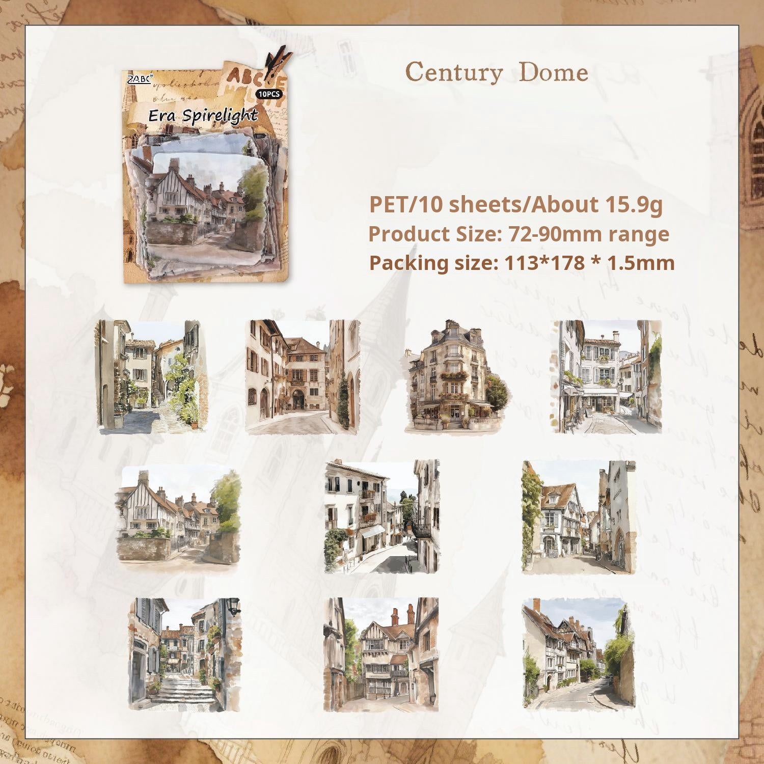 0912 Town Four Seasons PET Sticker -10Pcs each pack