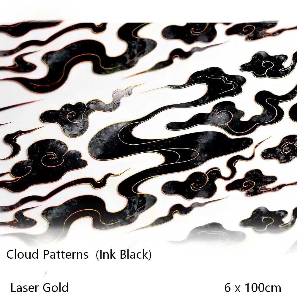 Cloud Pattern Ink Black (Laser Gold) PET Tape (6 x 100 cm) 1 loop