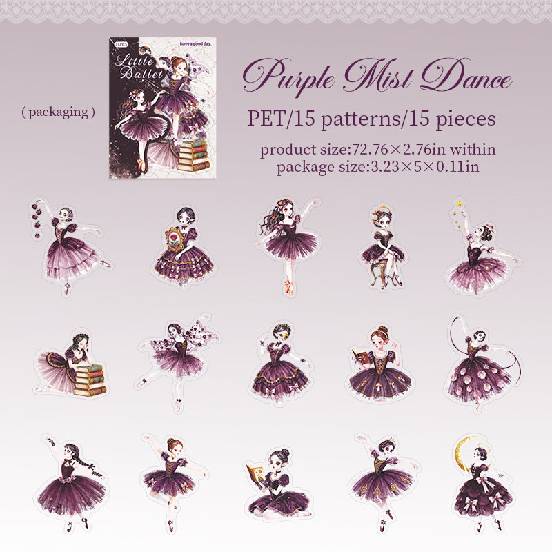 Little Ballet PET Stickers -15Pcs each pack