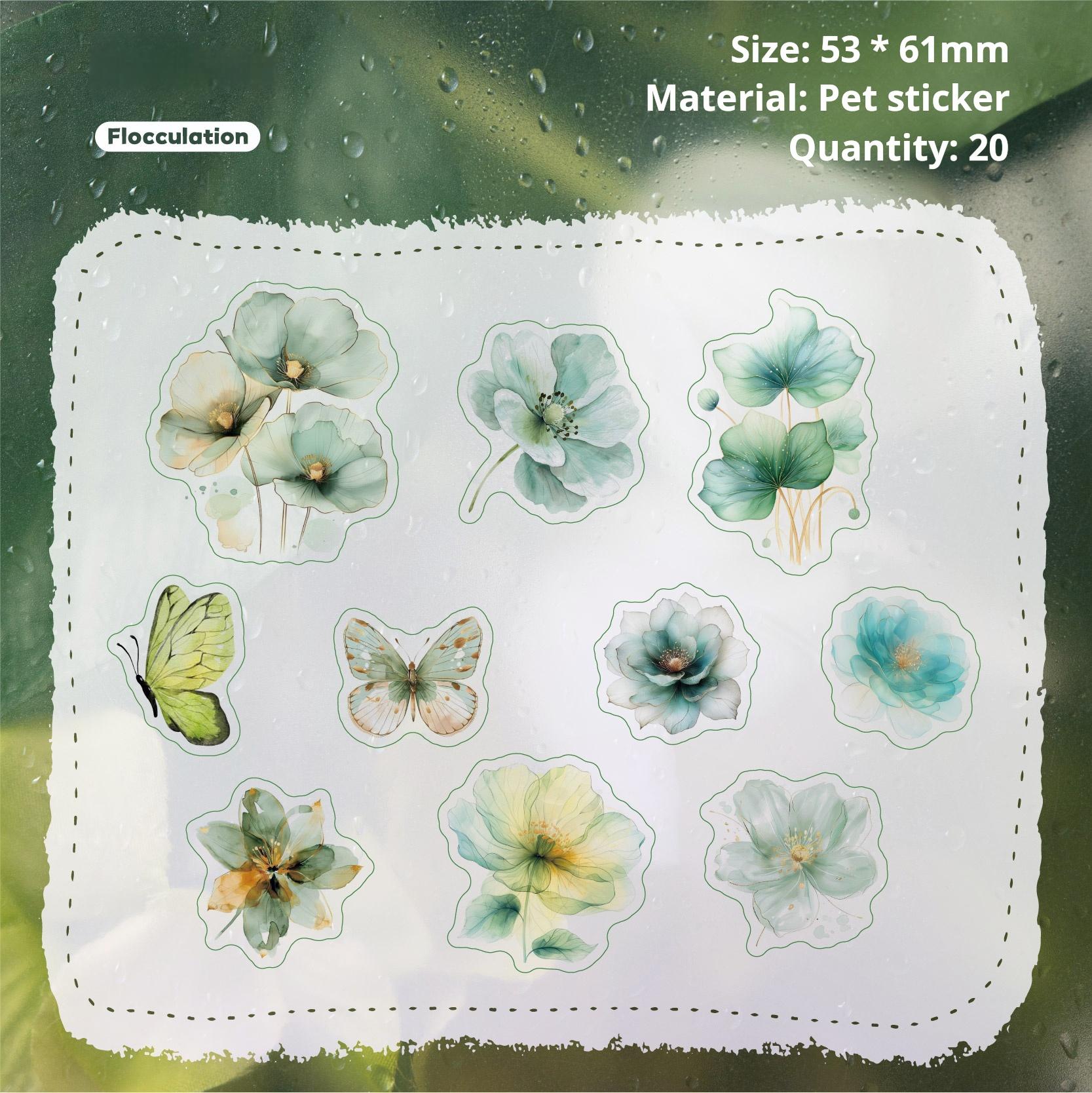 Flowers PET Sticker -20Pcs each pack