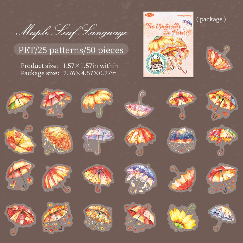 Umbrella PET Sticker -50Pcs each pack